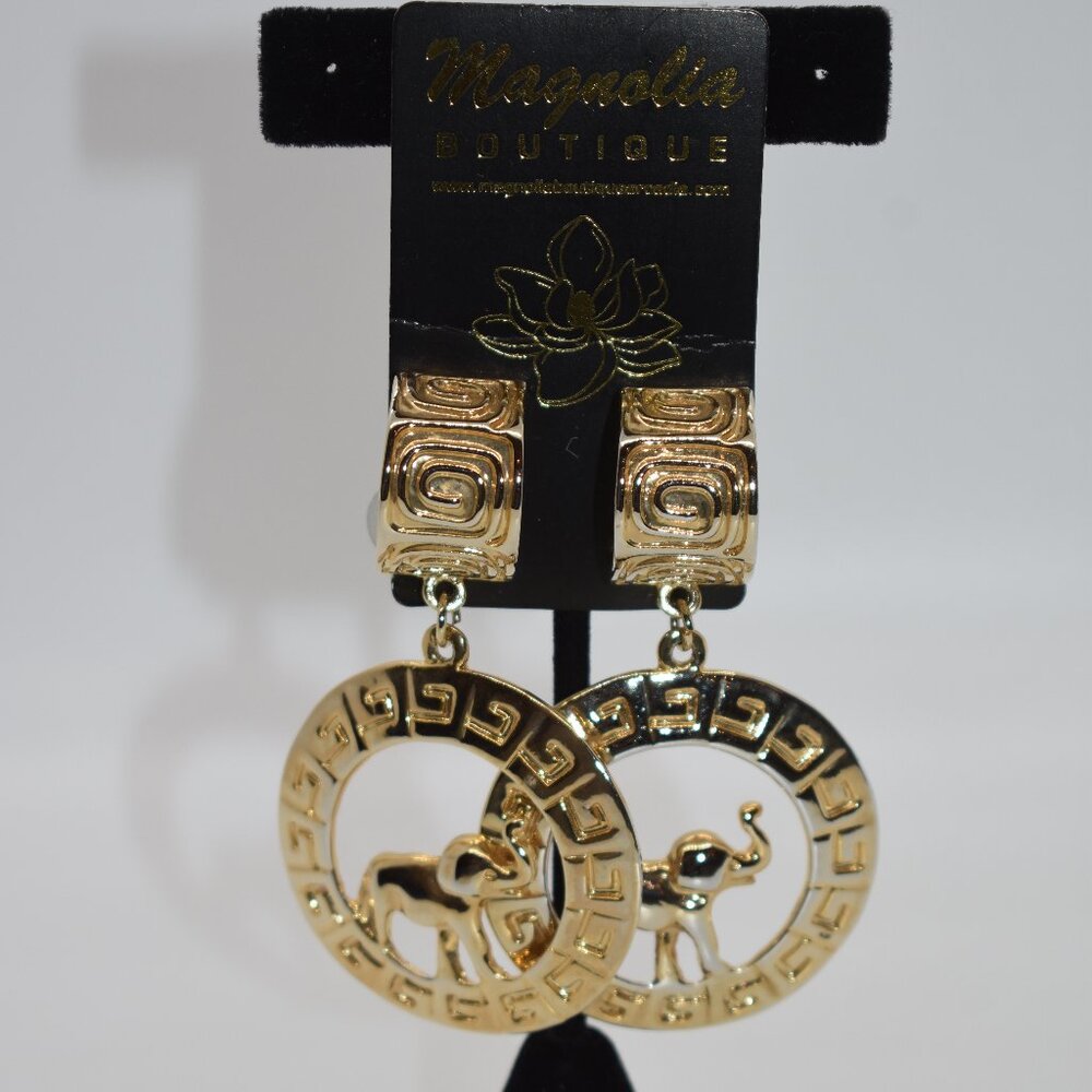 Gold Elephant Hoop Earrings
